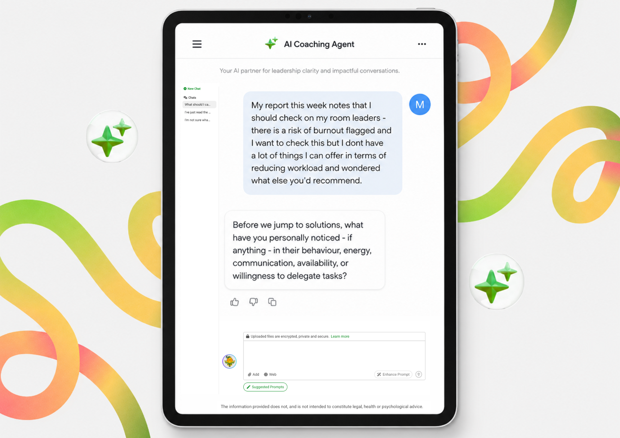 AI coaching agent on tablet