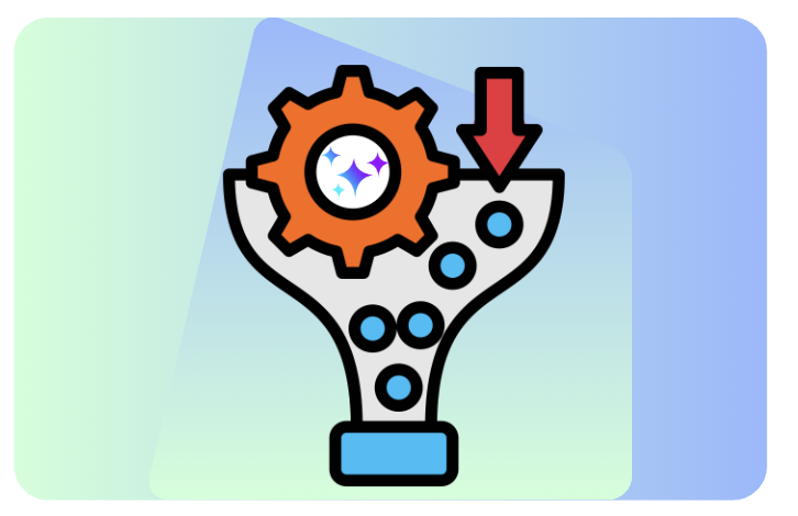 A funnel with a cog at its mouth, narrowing the flow of items passing through it